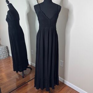 Charlotte Russe Crochet Maxi Dress Black Size L